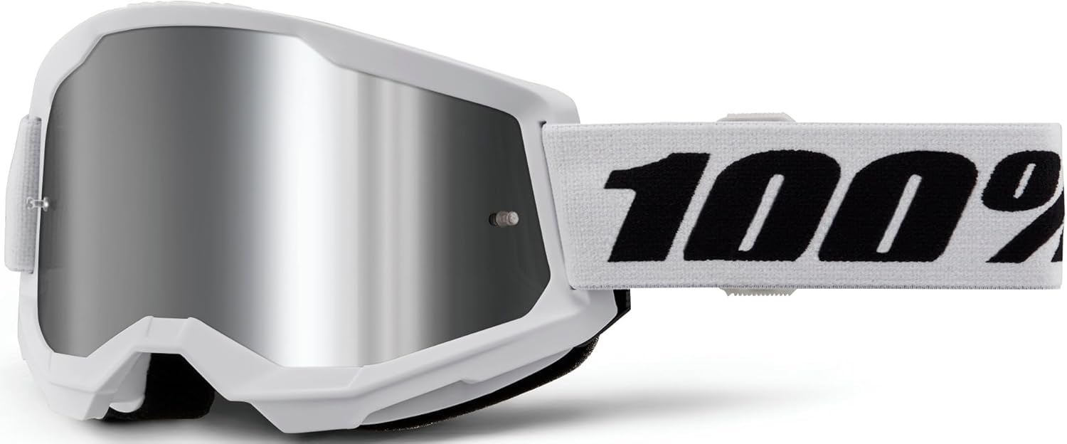 Amazon.com: 100% Junior Strata 2 Moto/MTB Goggle - White; Mirror